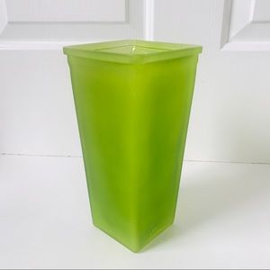 Square Modern Lime Green Glass Vase